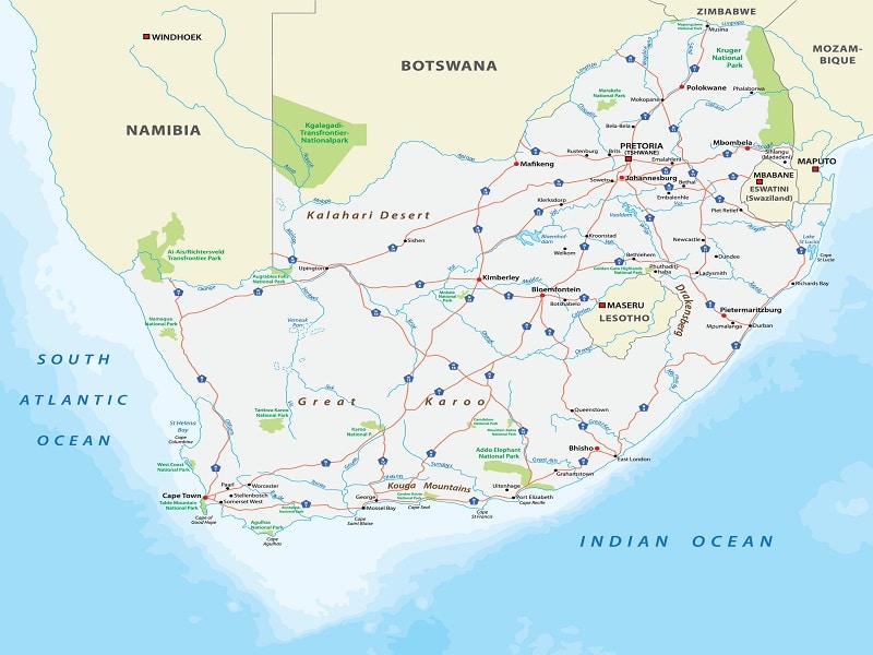 suedafrika-landkarte-shst Landkarte Südafrika